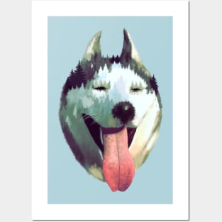 Husky head Posters and Art